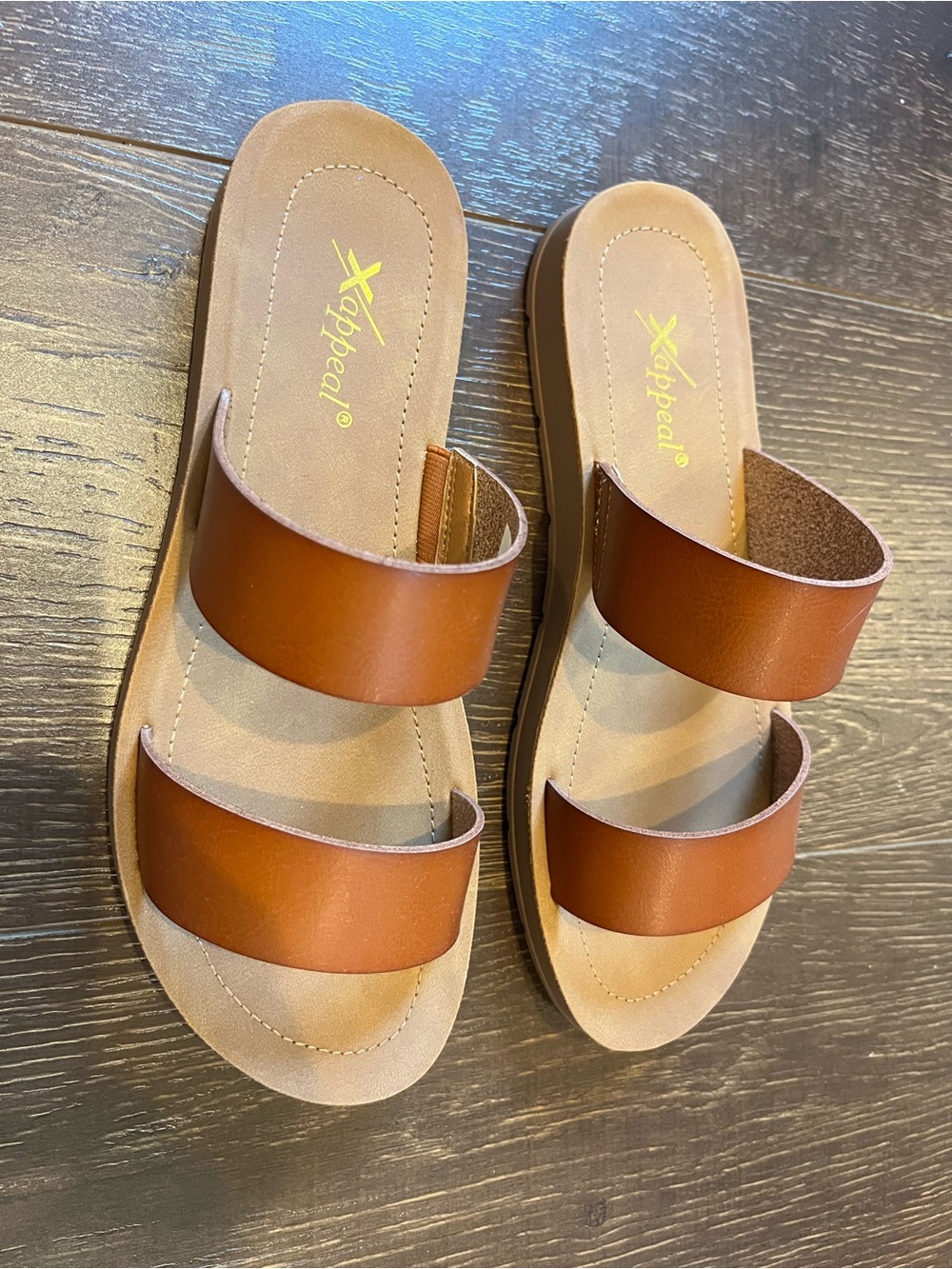 Women’s Brown Double Strap Slide Sandals